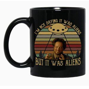 ANCIENT ALIENS GIORGIO TSOUKALOS "IT WAS ALIENS" BLACK CERAMIC COFFEE MUG 11 OZ
